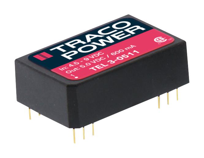 Traco Power Tel 3-0511 Converter, Dc-Dc, 5V, 3W