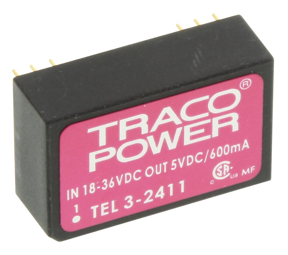 Traco Power Tel 3-2411 Converter, Dc-Dc, 5V, 3W