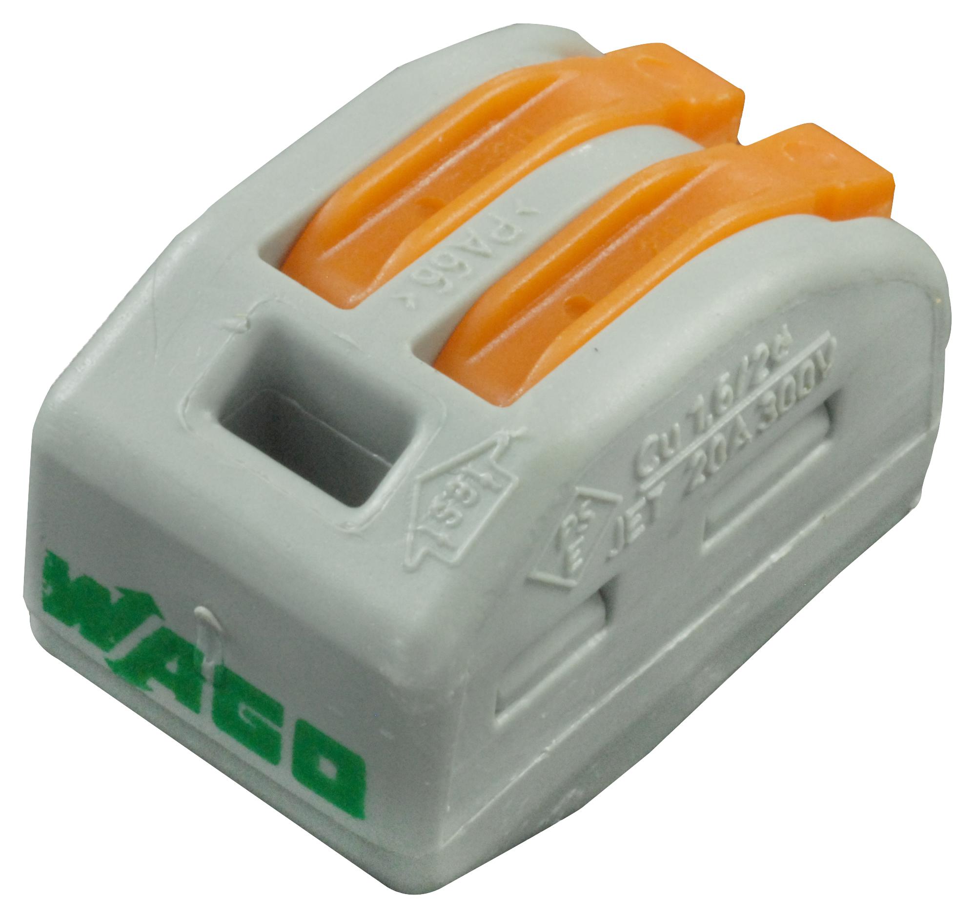 Wago 222-412 Terminal Block, Pluggable, 2Pos, 12Awg