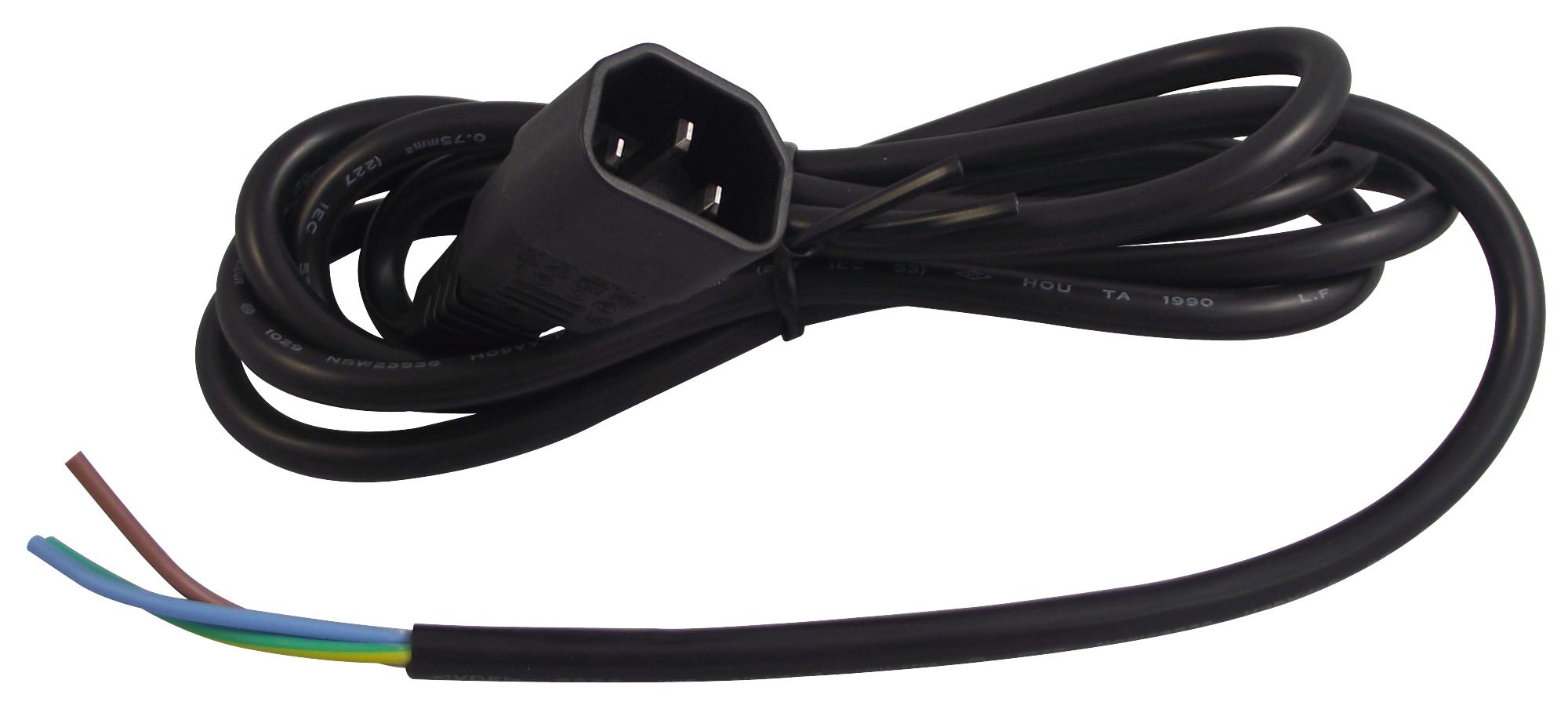 Multicomp Pro Ja-401 + ( H05Vv-F 0.75Mm 3G 2M ) Lead, Iec, 10A, Black, 2M