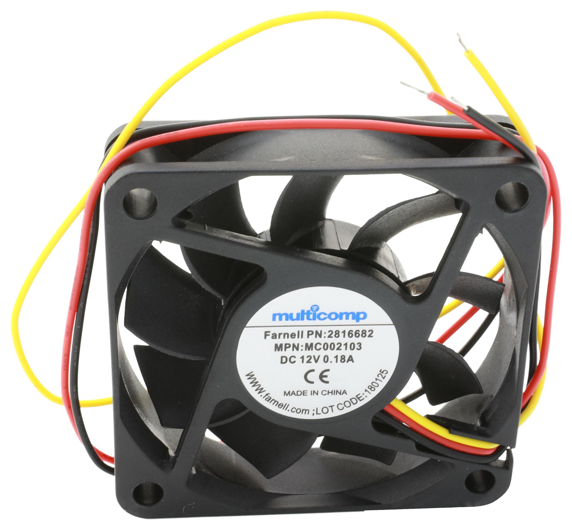 Multicomp Pro Mc002103 Axial Fan, 60Mm, 12Vdc, 18.6Cfm, 27.7Dba