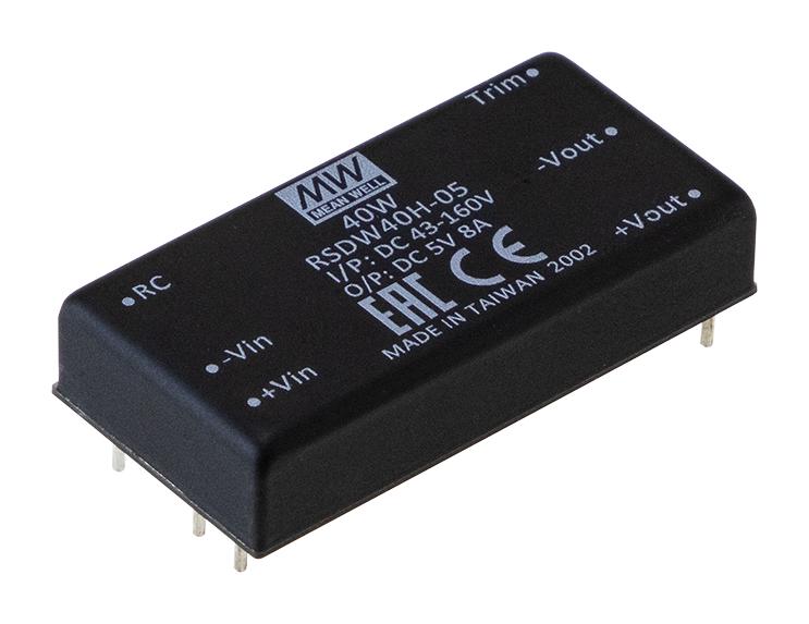 Mean Well Rsdw40H-05 Dc-Dc Converter, 5V, 8A