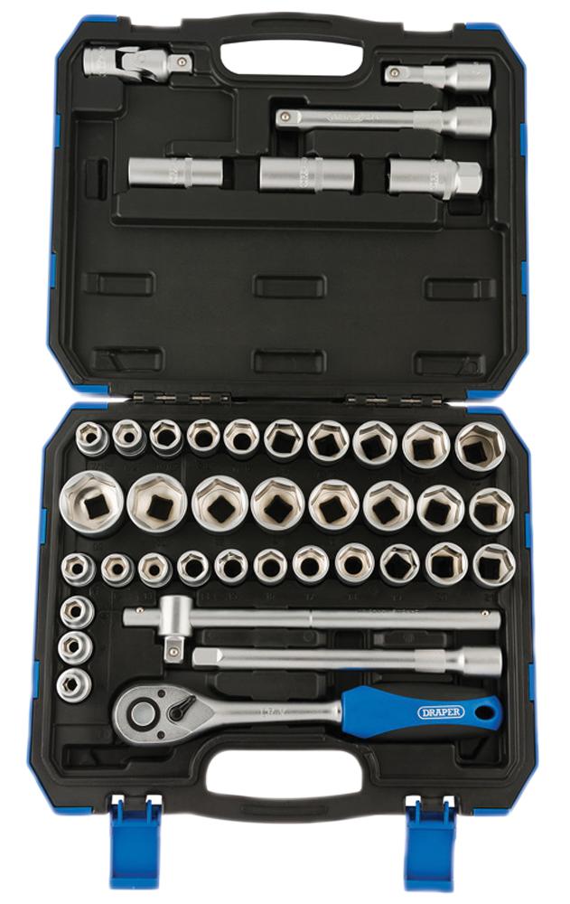 Draper Tools 82136 Met/imp Socket Set, 41Pc, 1/2