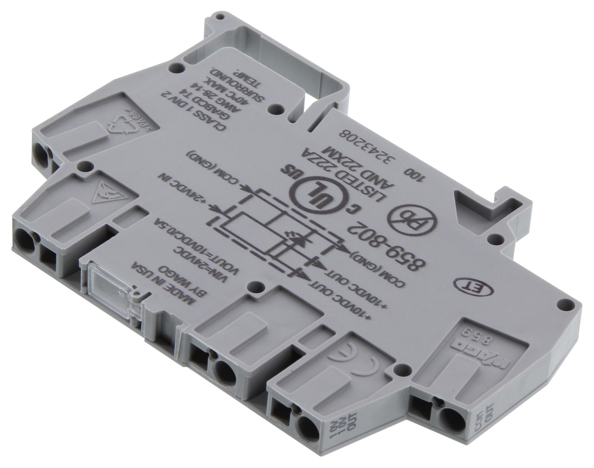 Wago 859-802 Dc-Dc Converter, Din Rail, 1 O/p, 500Ma, 10V