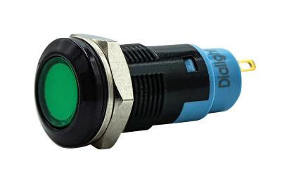 Dialight 612-3232-140F. Panel Mount Indicator, Led, 12Mm, Green, 24V