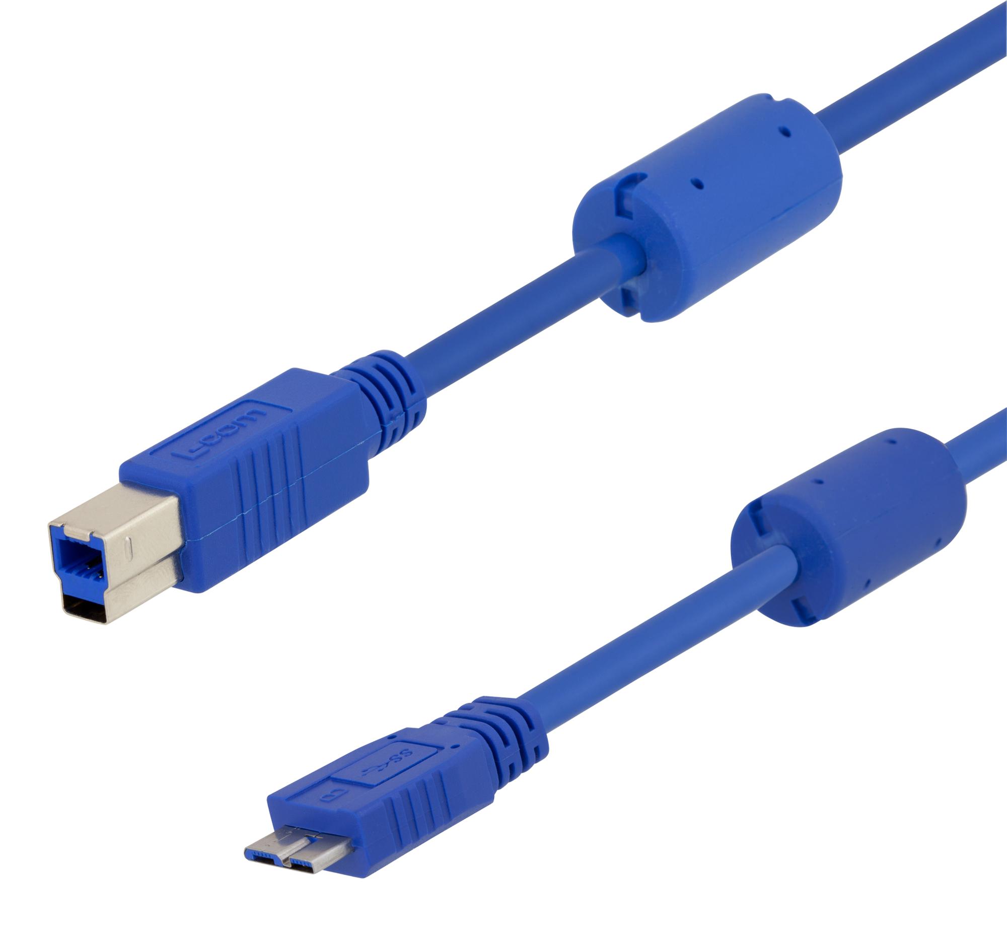 L-Com U3A00009-105M Cable, Usb 3.0 B-Micro B Plug, 1.5M, Blu