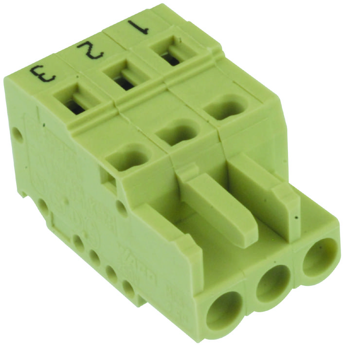 Wago 721-103/026-047 Terminal Block Pluggable, 3 Position, 28-12Awg