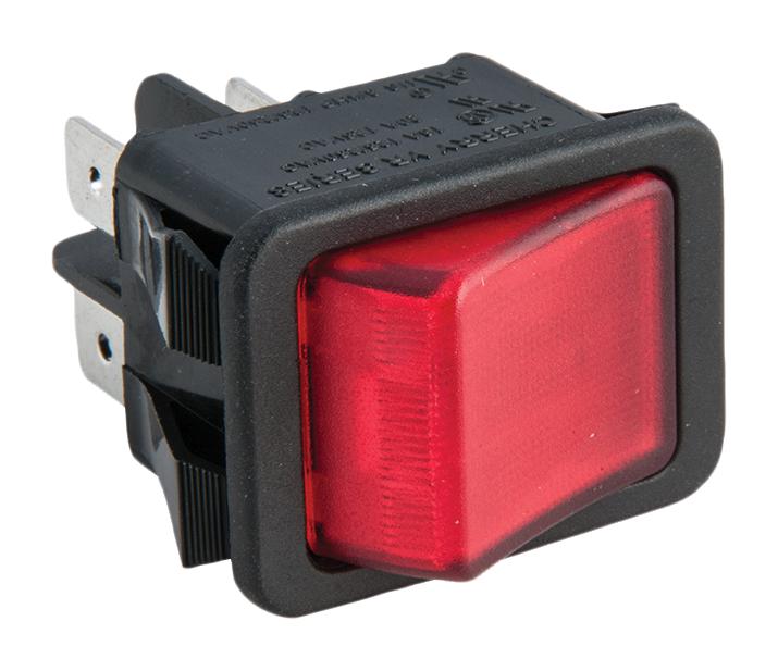 Zf Yrm32F2Bbrln Switch, Rocker, Dpst, 20A, 250V, Red